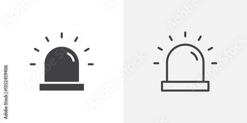 Siren icon vector set in black flat and line stroke style