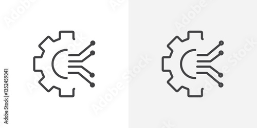 Technology icon vector set in black flat and line stroke style