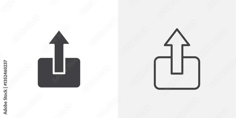 Upload icon vector set in black flat and line stroke style Upload icon vector set in black flat and line stroke style