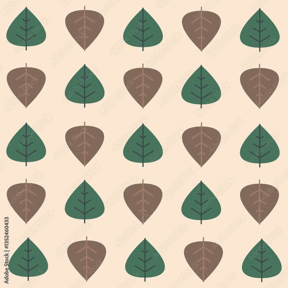 Obraz premium Vector green, yellow and orange leaf. Autumn seamless background with autumn leaves vector for wallpaper, textile, surface, fashion, card, stationary, home decor and wrapping