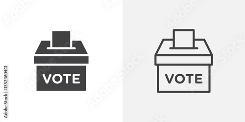 Voting icon vector set in black flat and line stroke style