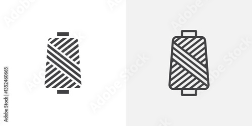 Yarn icon vector set in black flat and line stroke style
