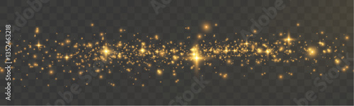 Golden glitter dust explosion on black background, glowing light particles, festive sparkles, luxury shimmer, bright magic stars, abstract golden bokeh, holiday celebration backdrop.