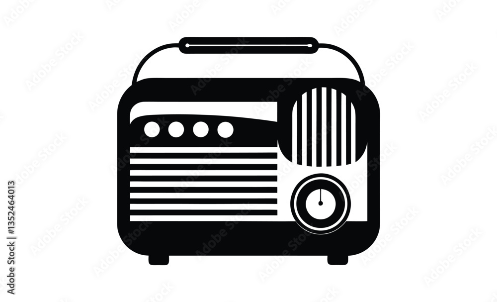 Classic radio silhouette vector with antenna icon Classic radio silhouette vector with antenna icon