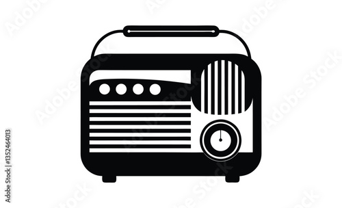 Classic radio silhouette vector with antenna icon