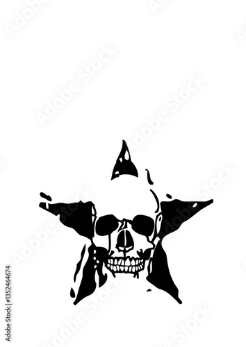 Tête de mort étoile dessin crane logo