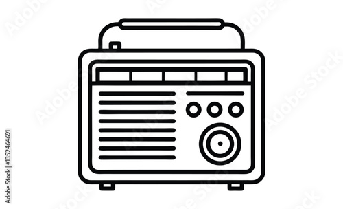 Classic radio silhouette vector with antenna icon