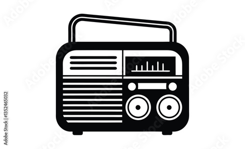 Classic radio silhouette vector with antenna icon