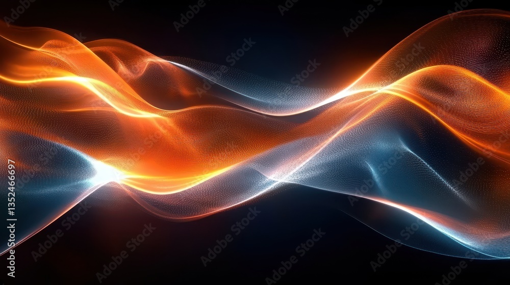 Obraz premium Abstract Orange and Blue Energy Waves