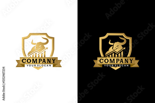 financial bull logo design. trade bull chart, finance logo.