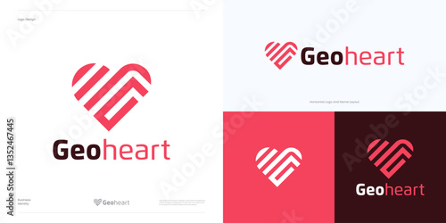 Letter G love logo design symbol icon vector, Geometric heart linear with Initial G heart with simple, modern, dynamic concept style for technology, health, community and brand identity business