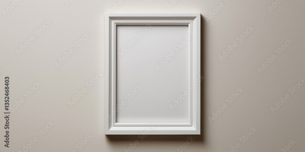 Empty picture frame in minimalist interior digital art perspective Empty picture frame in minimalist interior digital art perspective