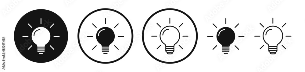 Lightbulb icon set. vector icons for apps and website ui design Lightbulb icon set. vector icons for apps and website ui design
