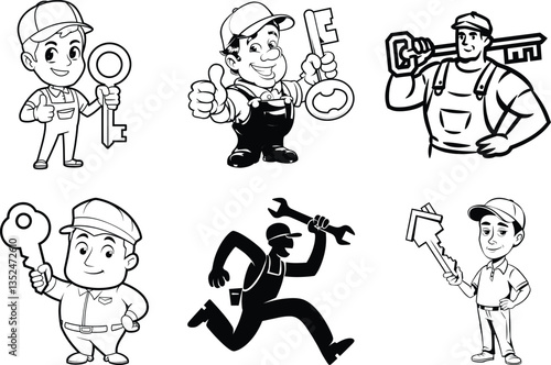 Collection of Locksmith Silhouette Vector Clipart SVG Bundle Design. Security & Safety Logo Icon & Branding. Unlock Creativity, Lock & Key, Vintage & Modern Locksmith Silhouettes Vector Illustration.