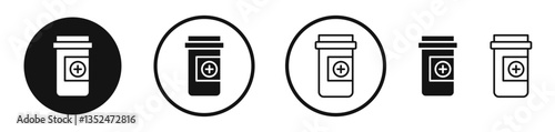 Prescription bottle icon set. vector icons for apps and website ui design