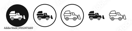 Snowplow icons symbol. Flat and line design style.