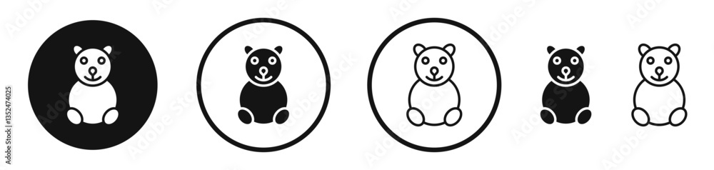 Fototapeta premium Teddy bear icons symbol. Flat and line design style.