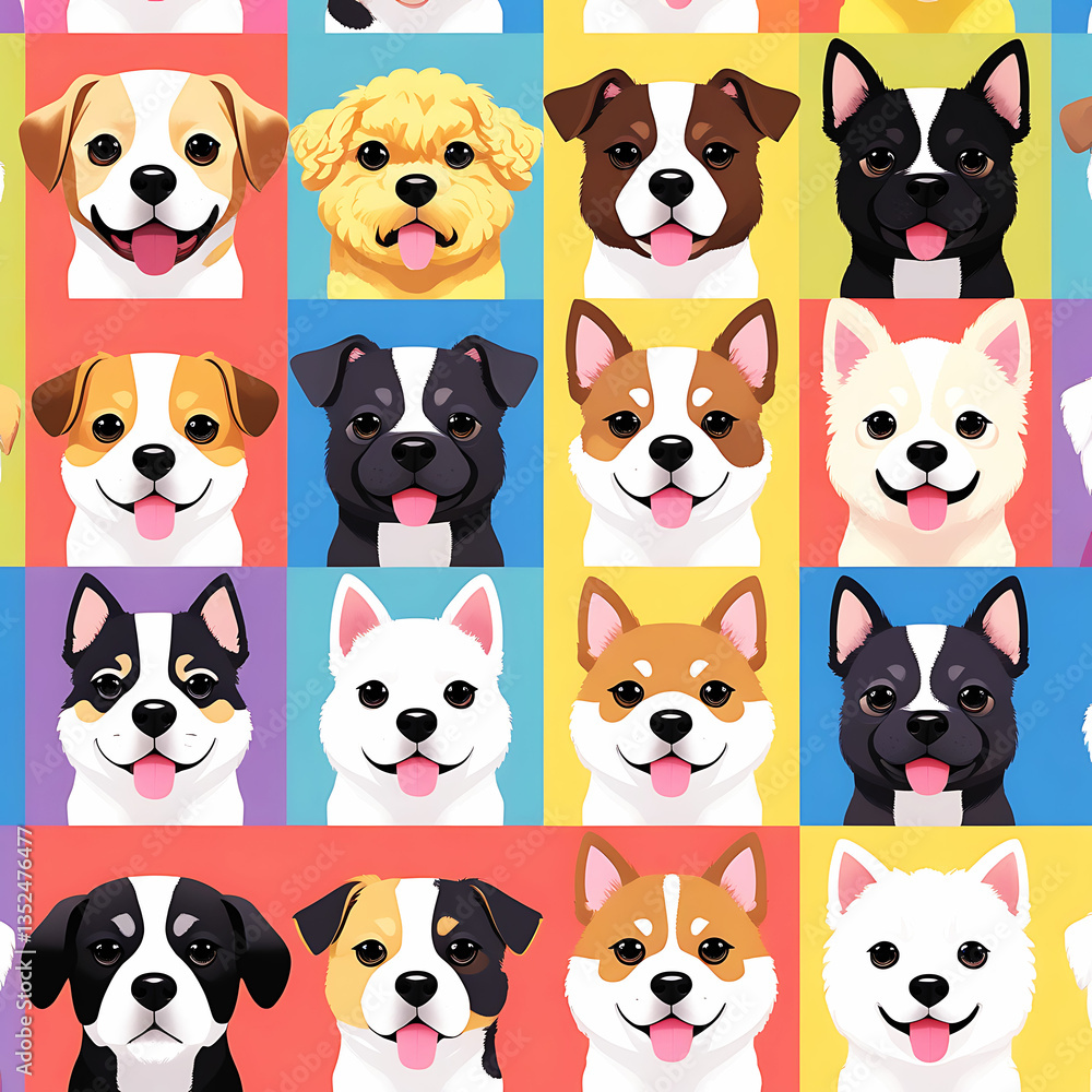 Cute and smile dog heads doodle vector set and Cute facial expression icon of the dog. Cute and smile dog heads doodle vector set and Cute facial expression icon of the dog.