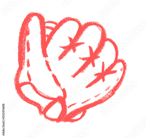 Gloves Baseball Equipment Related Icon Crayon Chalk Drawing Vector