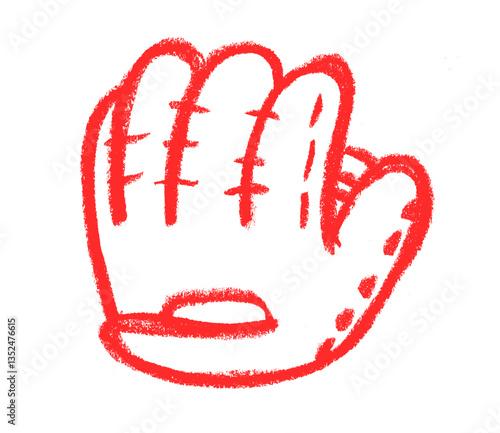 Gloves Baseball Equipment Related Icon Crayon Chalk Drawing Vector