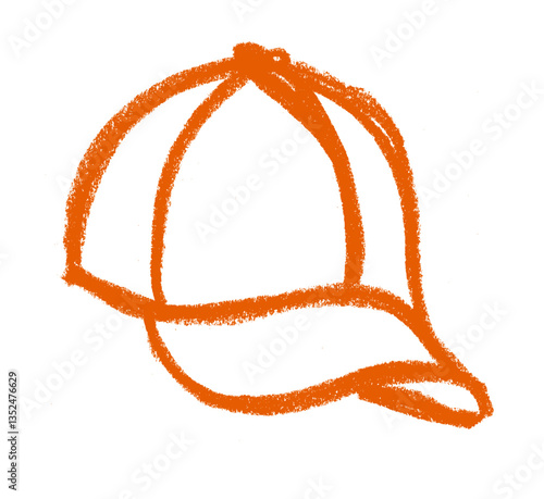 Cap Hat Baseball Equipment Related Icon Crayon Chalk Drawing Vector