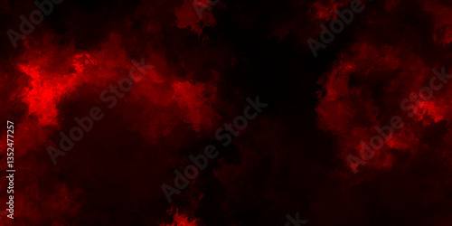 Abstract grunge red and black powder explosion cloud on black background. dark red smoke Like cloud wave effect on black. dark fire flame grunge texture background. toned fiery red sky. 
