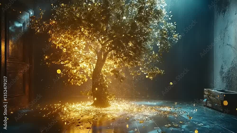 custom made wallpaper toronto digitalGolden Tree of Dreams: A Surreal Digital Artwork