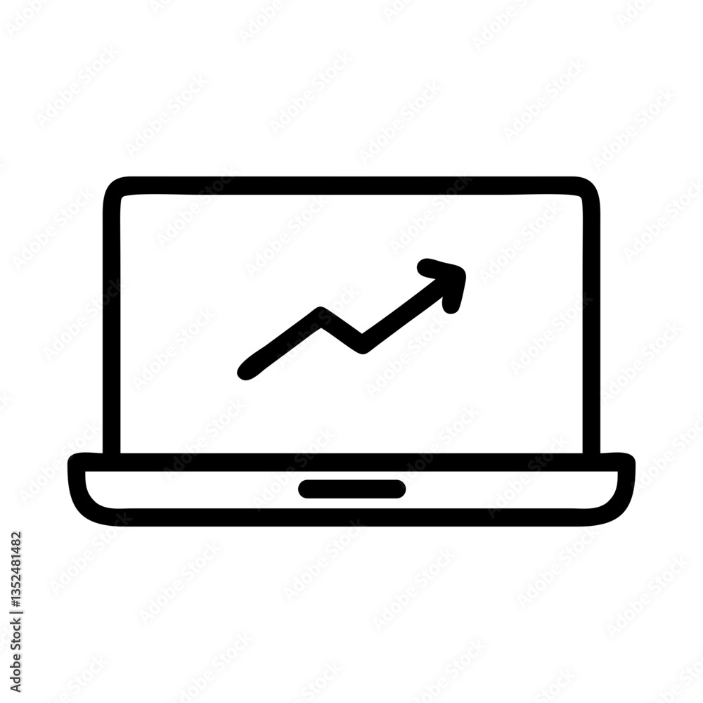 laptop icon with upward-trending line graph - flat stroke design for apps and analytics
laptop icon with upward-trending line graph - flat stroke design for apps and analytics