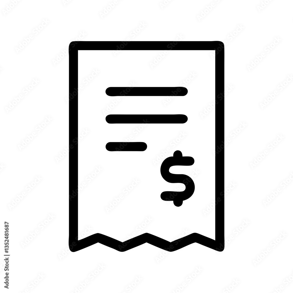 receipt icon with dollar symbol - flat stroke icon for financial transactions
receipt icon with dollar symbol - flat stroke icon for financial transactions