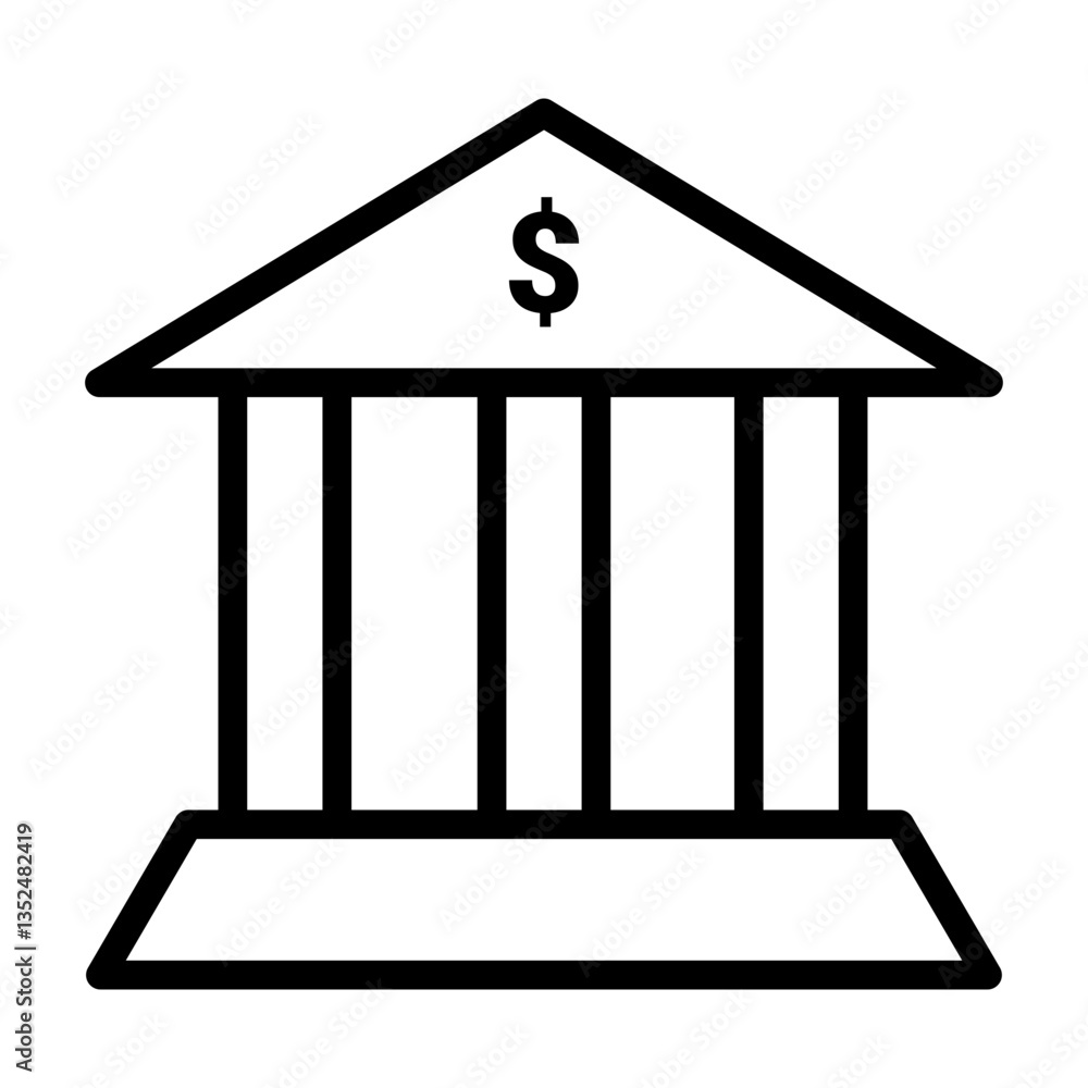 simple stroke outline of a classical bank building for financial institutions, economy-related visuals, banking education, and business branding
simple stroke outline of a classical bank building for financial institutions, economy-related visuals, banking education, and business branding