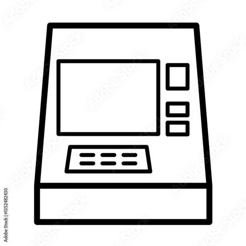 minimalistic atm machine vector icon for banking, finance, payment systems, atm interface design, and business branding.
