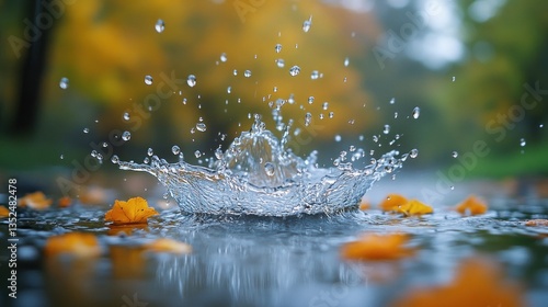 Wallpaper Mural Autumnal Water Drop Splash: A Symphony of Nature's Beauty Torontodigital.ca