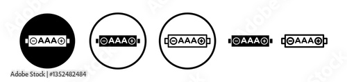 AAA battery icons symbol. Flat and line design style.