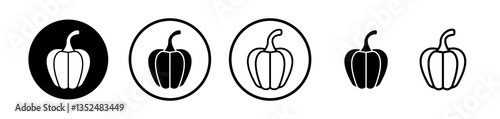 Capsicum icons symbol. Flat and line design style.