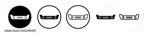 Car bumper icons symbol. Flat and line design style.