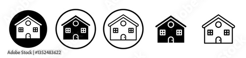 Chalet icons symbol. Flat and line design style.