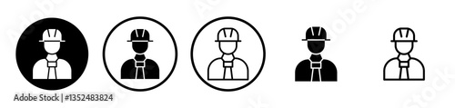 Civil Engineer icons symbol. Flat and line design style.