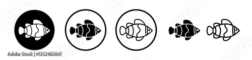 Clown fish icons symbol. Flat and line design style.