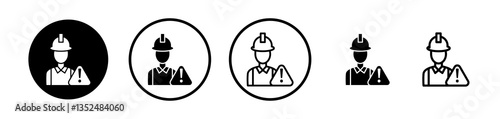 Construction risk icons symbol. Flat and line design style.