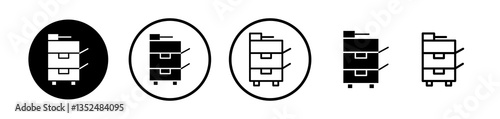 Copier icons symbol. Flat and line design style.