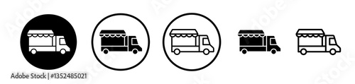 Food truck icons symbol. Flat and line design style.