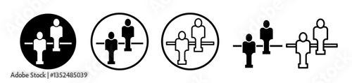 Foosball icons symbol. Flat and line design style.