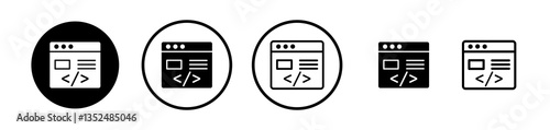Front end icons symbol. Flat and line design style.