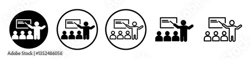 Lecture icons symbol. Flat and line design style.