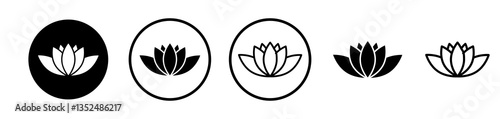 Lotus flower icons symbol. Flat and line design style.