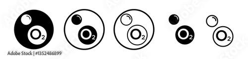 Oxygen O2 icons symbol. Flat and line design style.