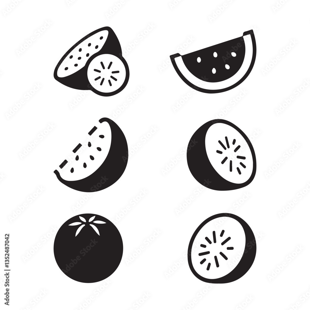 A set of watermelon outline icons. Editable stroke. Vector graphics template. A set of watermelon outline icons. Editable stroke. Vector graphics template.