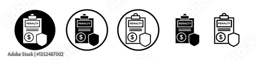 Penalty icons symbol. Flat and line design style.