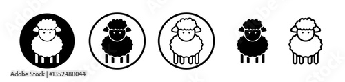Sheep icons symbol. Flat and line design style.