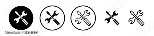 Tools icons symbol. Flat and line design style.